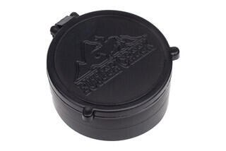 Rifle scope objective lens cover, black.